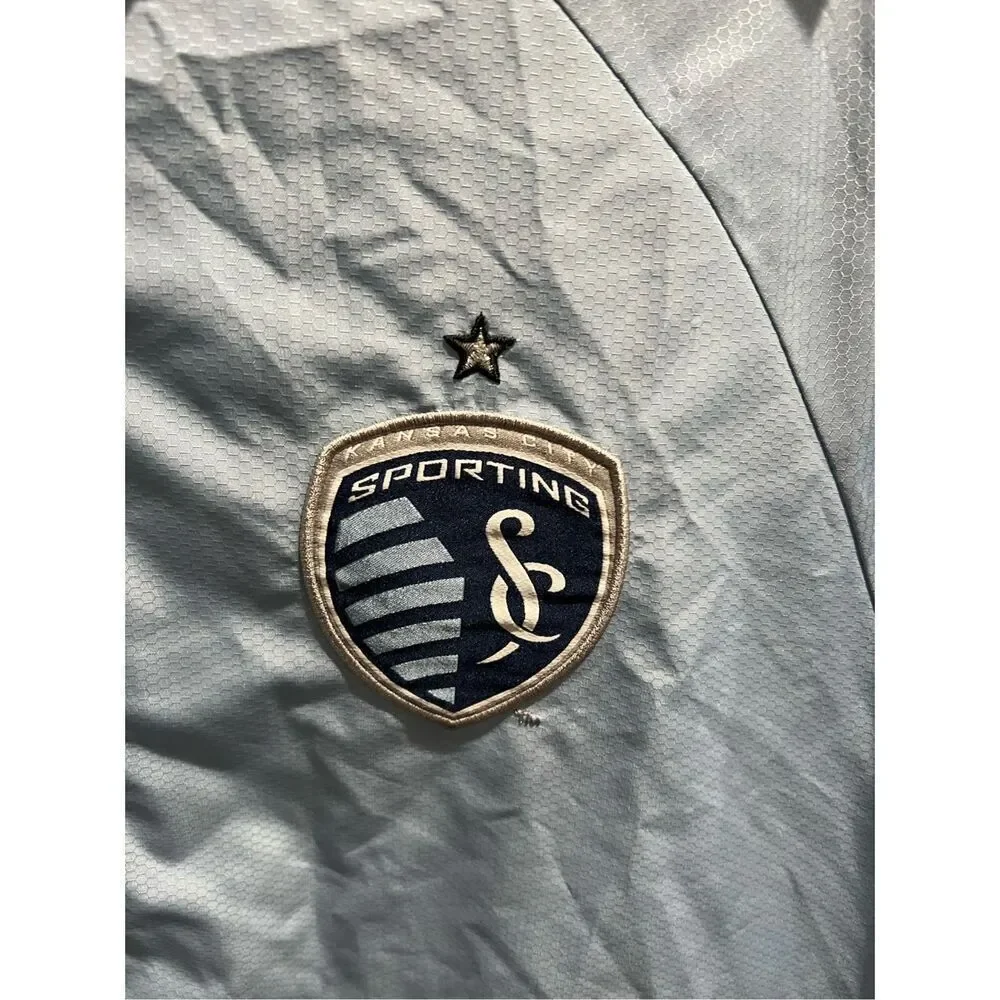 Adidas MLS SPORTING KANSAS CITY Grey Men's L Full-Zip windbreaker/rain Jacket